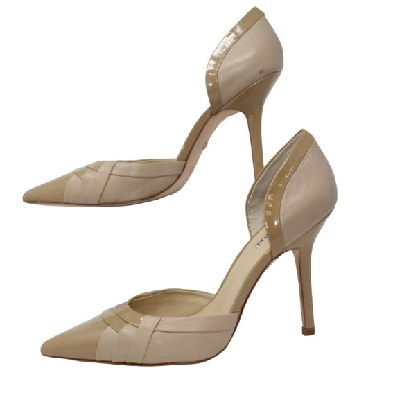 Charles David Galactic Tan Leather Combo Stiletto Heels Pointed Toe CD-350-6 - Picture 9 of 12